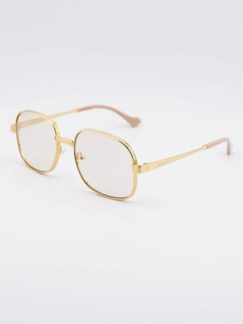 Gucci GG0788S 001 Sunglasses Gold Square Frame, Yellow Lenses